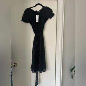 Nwt NY Collection Black Midi Dress with Polka Dots